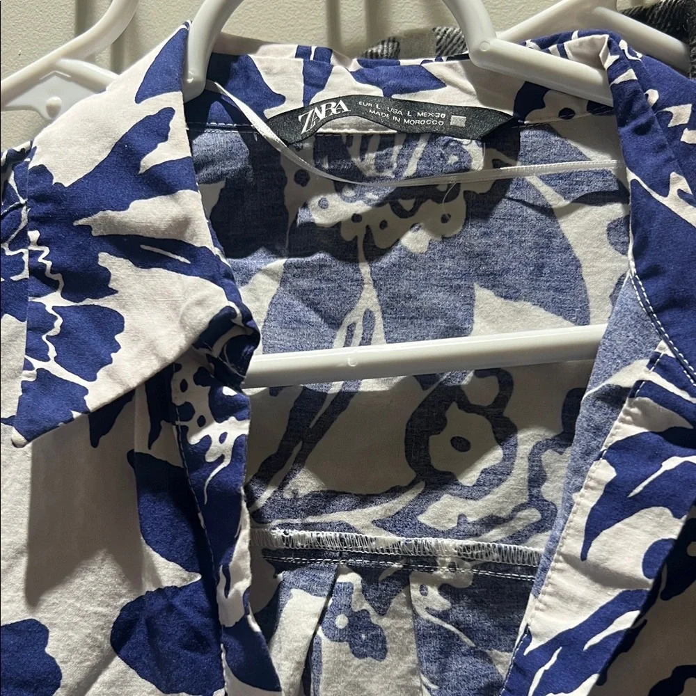 Zara Blue and White Floral Midi-Dress - Picture 2 of 5